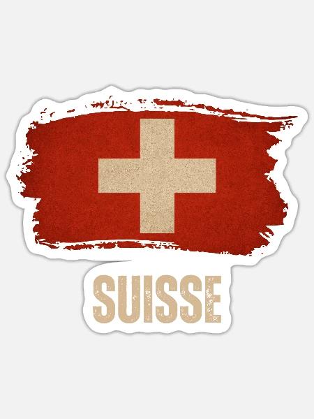 Grunge-Flagge der Schweiz, Schweizer Stolz - Sticker Größe S (10 x 10 cm) - Mattweiß