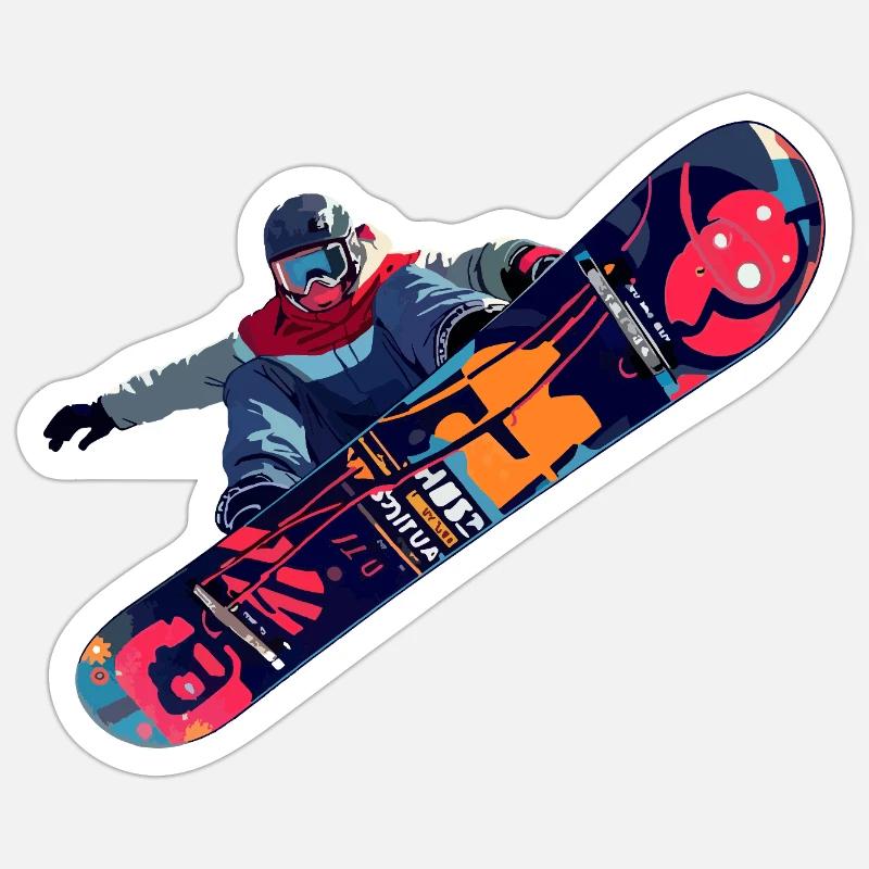 Snowboard - Sticker Größe S (10 x 10 cm) - Mattweiß
