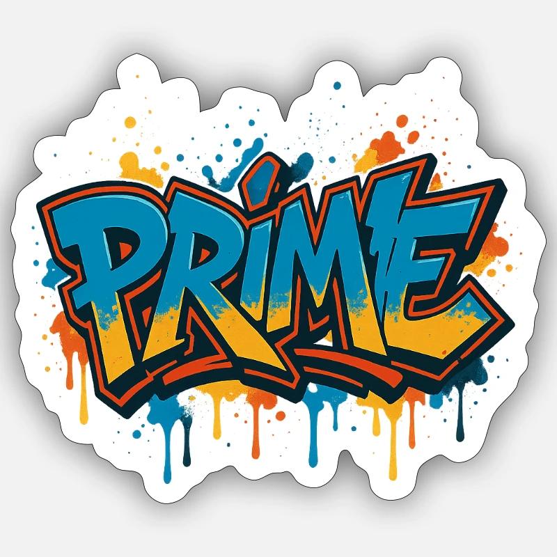 Prime Graffiti Neon Splash - Sticker taille S (10 x 10 cm) - blanc mat