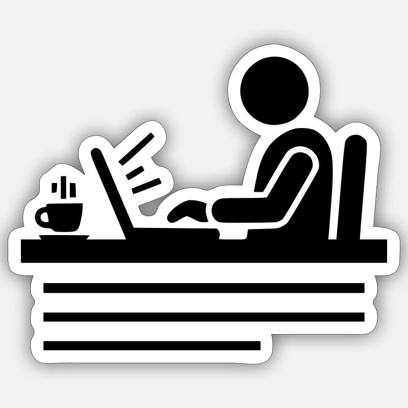 Büro & Home-Office | Programmierer Piktogramm - Sticker Größe S (10 x 10 cm) - Mattweiß