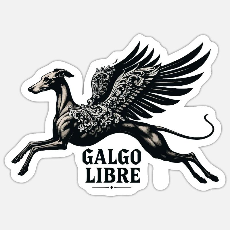 Galgo Libre n°1 - Sticker taille S (10 x 10 cm) - blanc mat