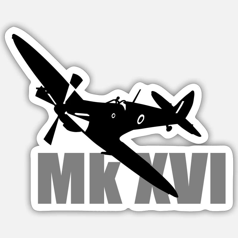 Spitfire Mk 16 - Sticker size S (10 x 10 cm) - white matte