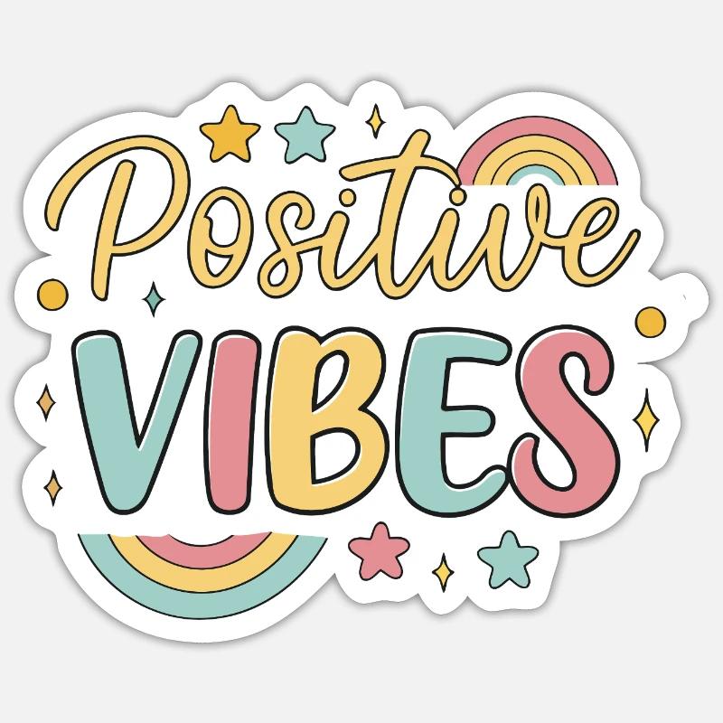Rainbow Positive Vibes - Sticker size S (10 x 10 cm) - white matte