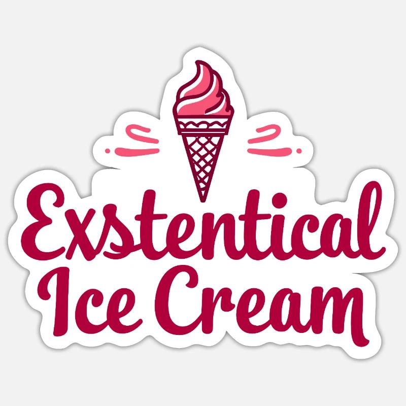 Existenzielle Eiscreme Lustiger Spruch Eis Waffel Sticker Größe S (10 x 10 cm)