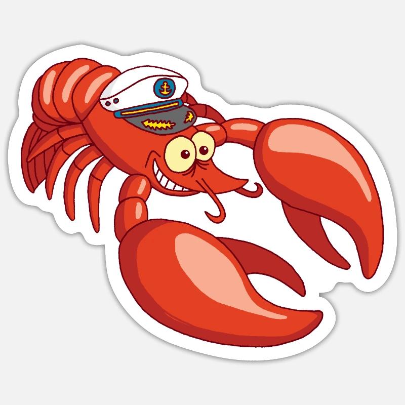 Captain Lobster - Sticker size S (10 x 10 cm) - white matte