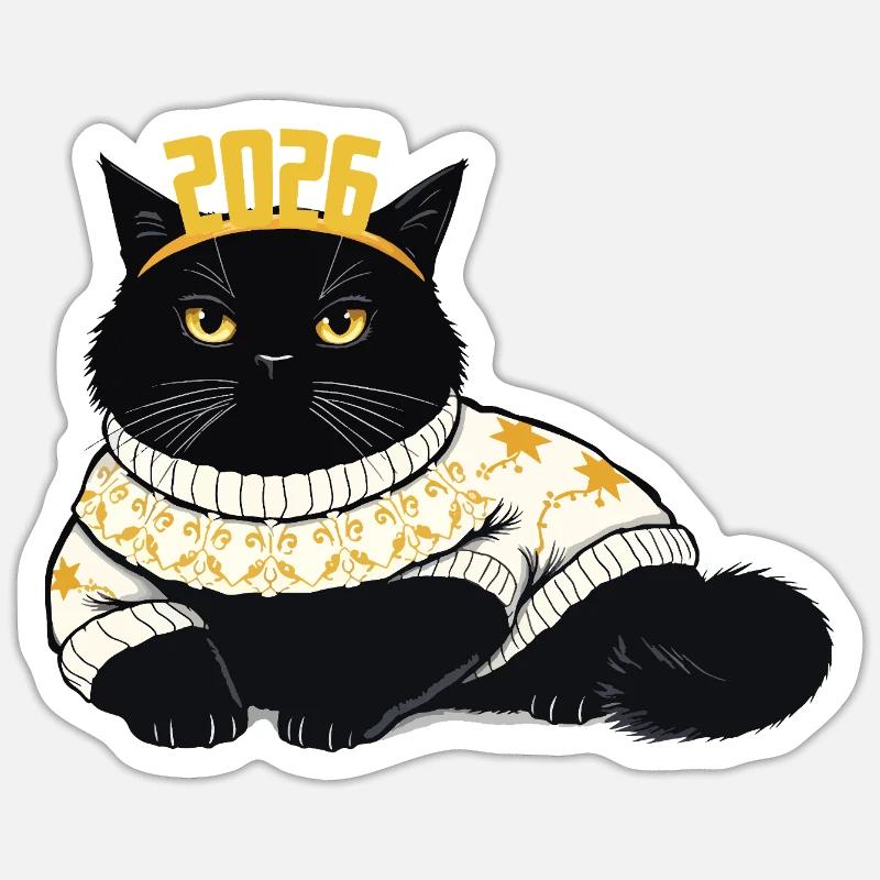 Conception du Nouvel An 2026 - Sticker taille S (10 x 10 cm) - blanc mat