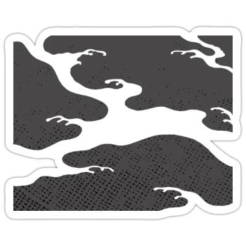 Gray Seigaiha – Japanese Wave Pattern  - Sticker size S (10 x 10 cm) - white matte - Front