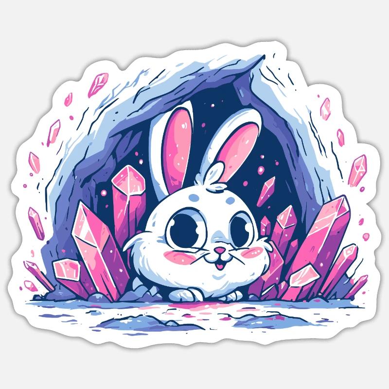 Crystal Bunny in Glitter Cave - Sticker size S (10 x 10 cm) - white matte