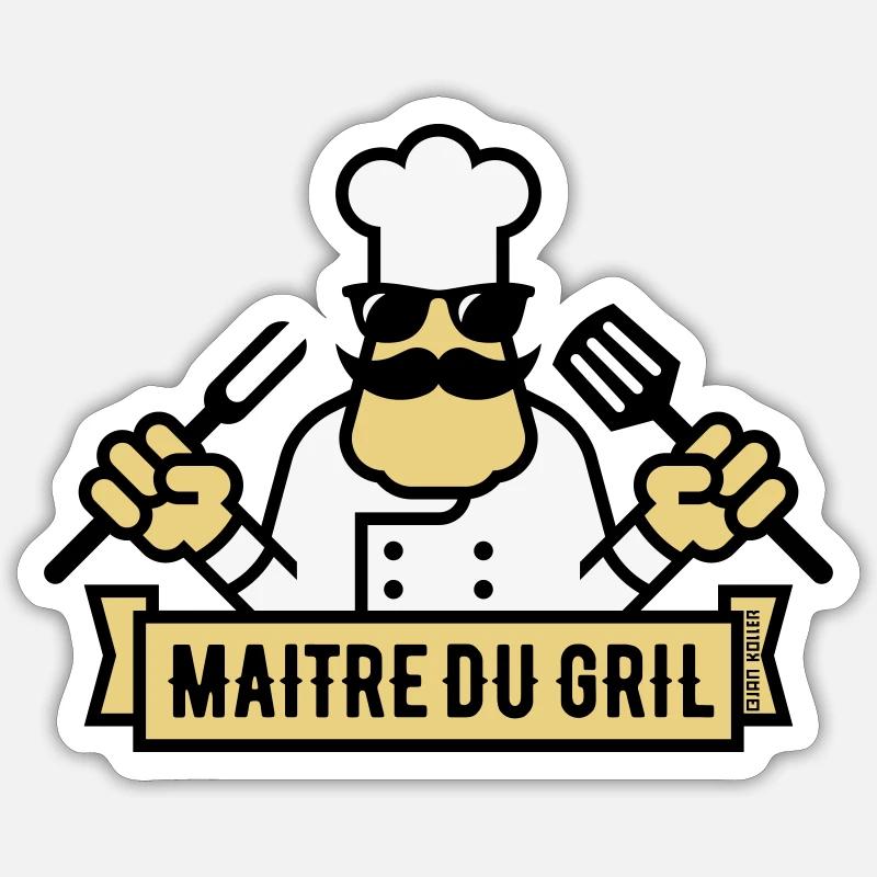 Grill Master (Grill / BBQ / BBQ / 3C) - Sticker Größe S (10 x 10 cm) - Mattweiß