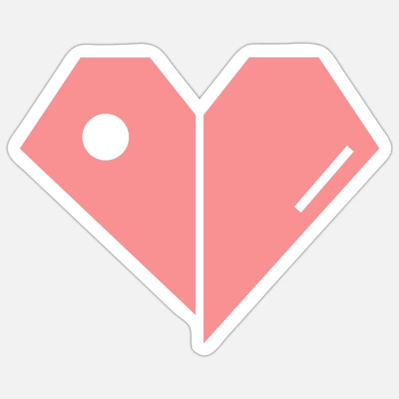 Zerbrochenes Pinkes Herz – Abstrakte Form - Sticker Größe S (10 x 10 cm) - Mattweiß