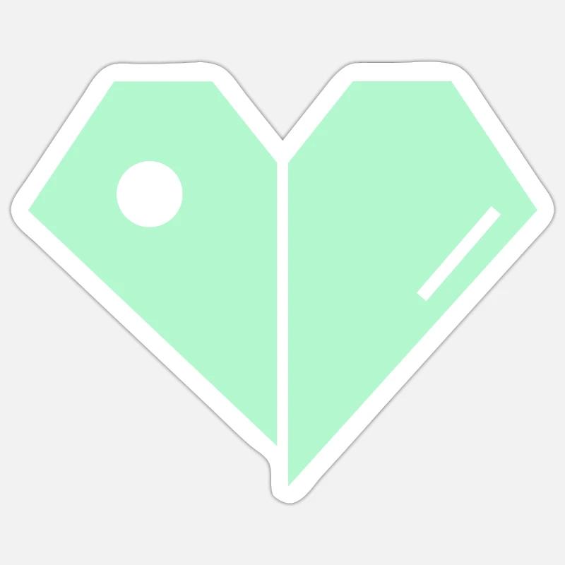 Mint Heart Split Minimaliste Sticker taille S (10 x 10 cm)