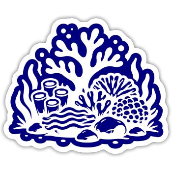 Océan récif corallien - Sticker taille S (10 x 10 cm) - blanc mat - Devant