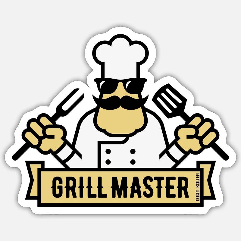 Grill Master (Grilling / Barbecue / BBQ / 3C) Sticker size S (10 x 10 cm)