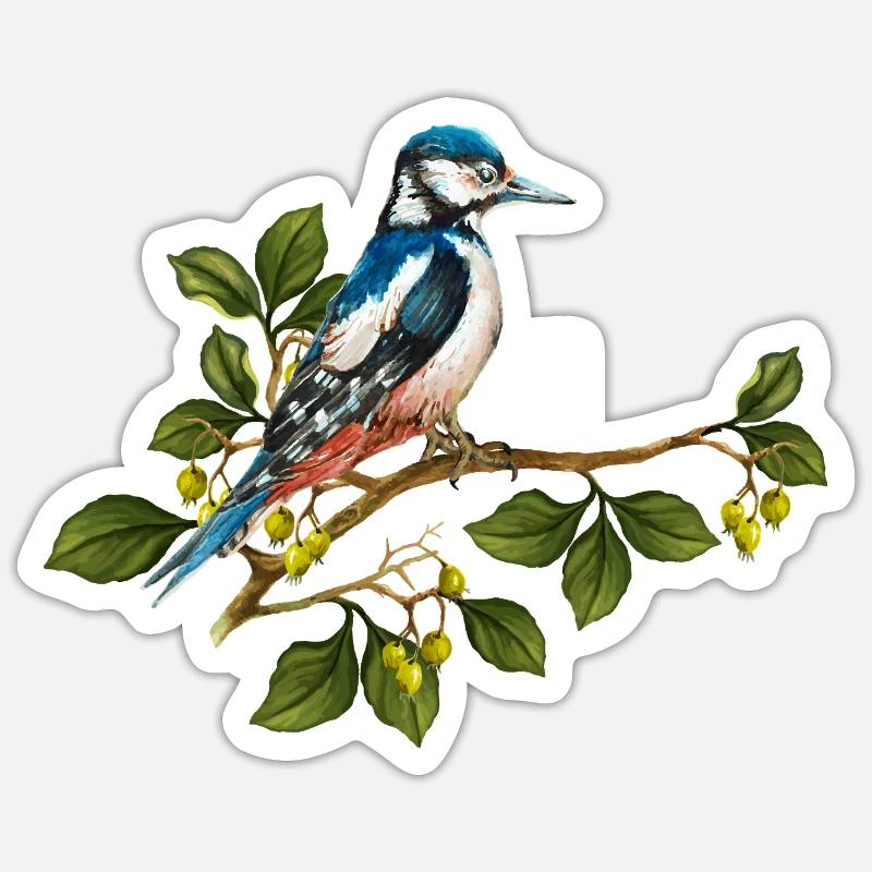 Bunter Vogel - Sticker Größe S (10 x 10 cm) - Mattweiß