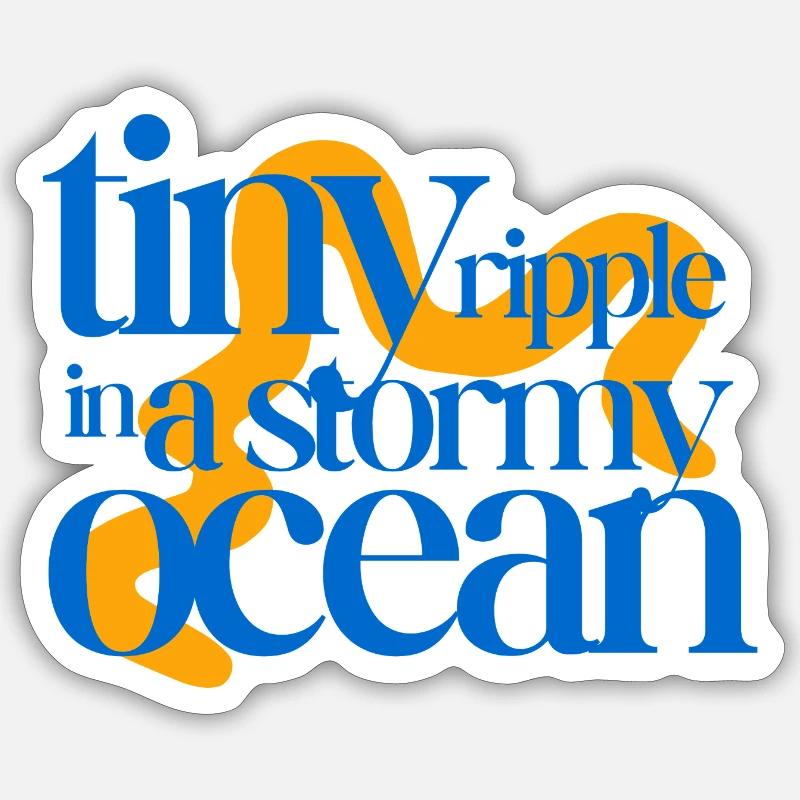 Tiny ripple in a stormy ocean (orange background) - Sticker Größe S (10 x 10 cm) - Mattweiß