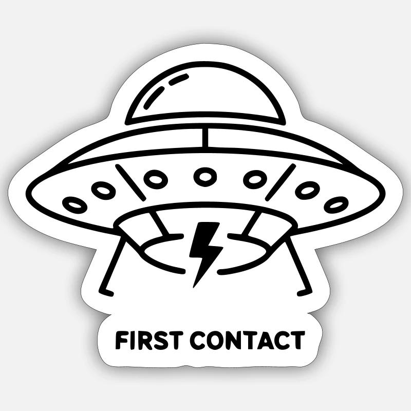 UFO First Contact Alien Lightning Vector Sticker size S (10 x 10 cm)