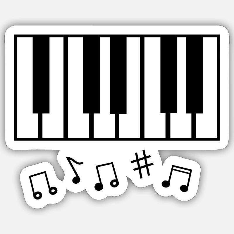 Klaviertasten_und_Notenzeichen - Sticker Größe S (10 x 10 cm) - Mattweiß