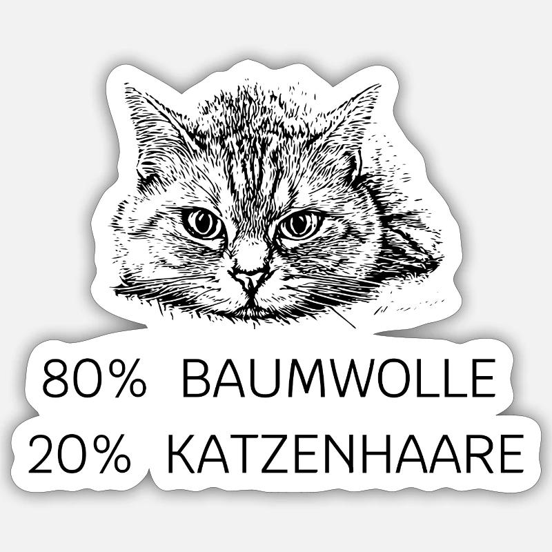 80 % coton - 20 % poils de chat - Sticker taille S (10 x 10 cm) - blanc mat