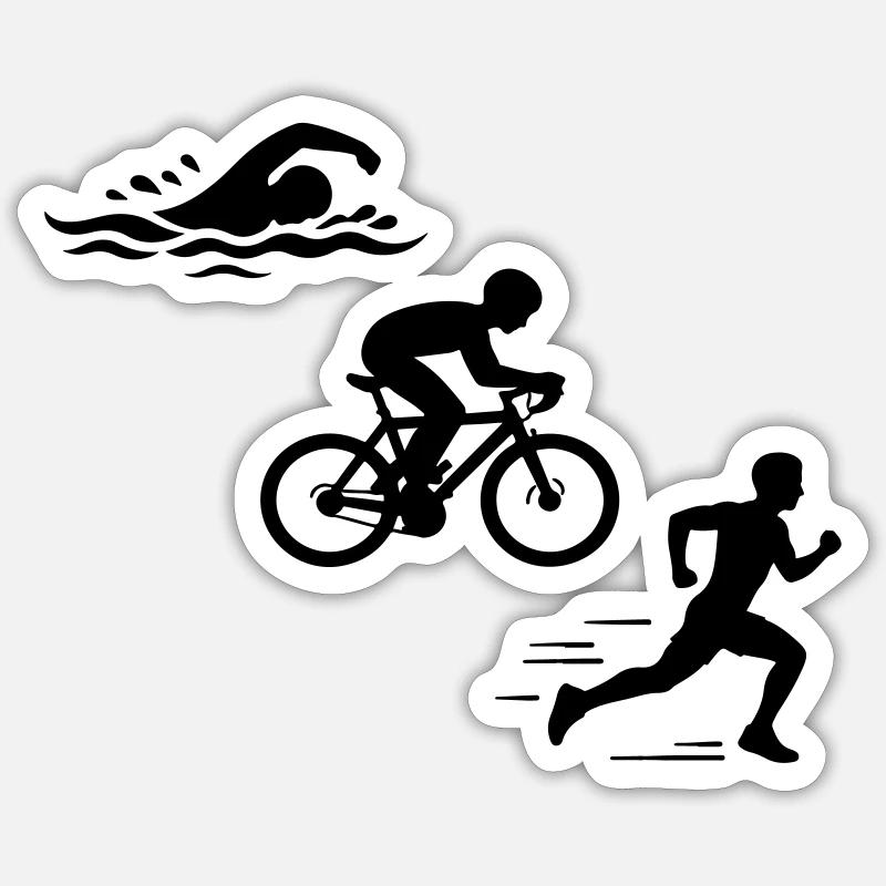 Triathlon Silhouette Triathlet - Sticker Größe S (10 x 10 cm) - Mattweiß