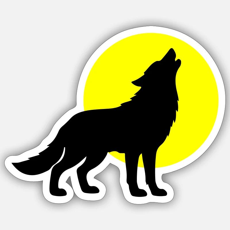 Silhouette de loup - Sticker taille S (10 x 10 cm) - blanc mat