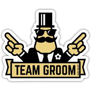 Team Groom (Pointing Stag Night Bachelor Party 3C) - Sticker size S (10 x 10 cm) - white matte - Front