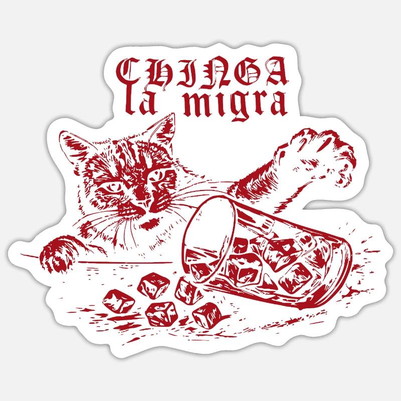 Chinga la migra Cat - Sticker size S (10 x 10 cm) - white matte
