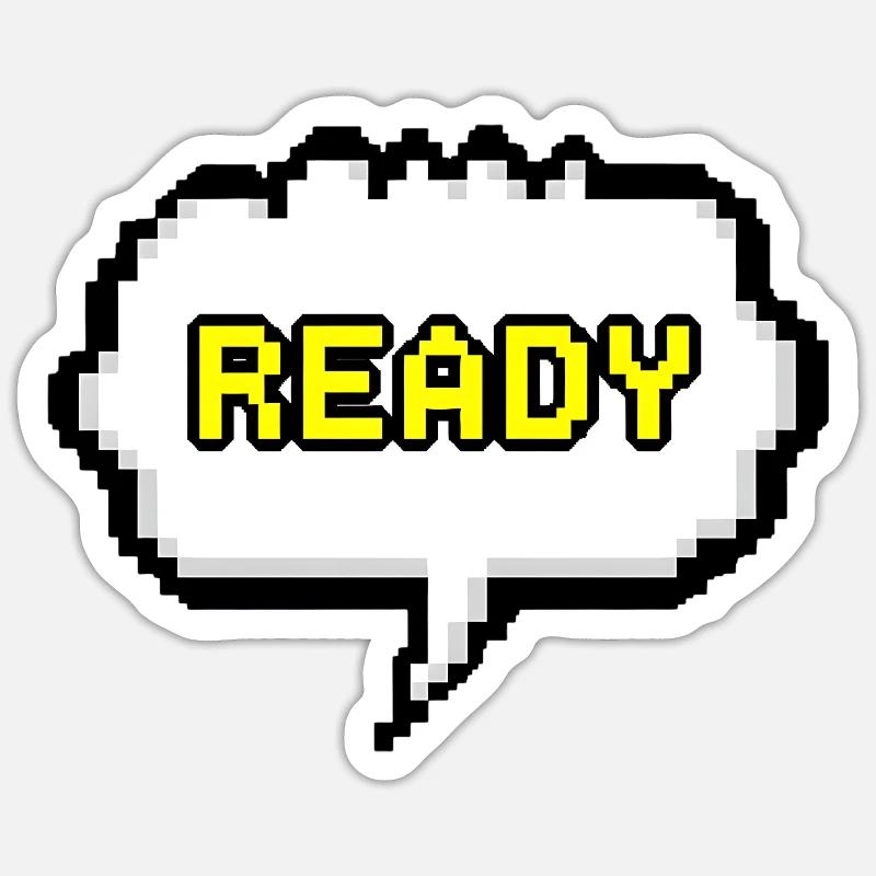 Bulle de dialogue Pixel Ready Sticker taille S (10 x 10 cm)