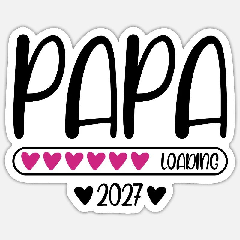 Papa 2027 loading mit Herzchen Ladebalken Sticker Größe S (10 x 10 cm)