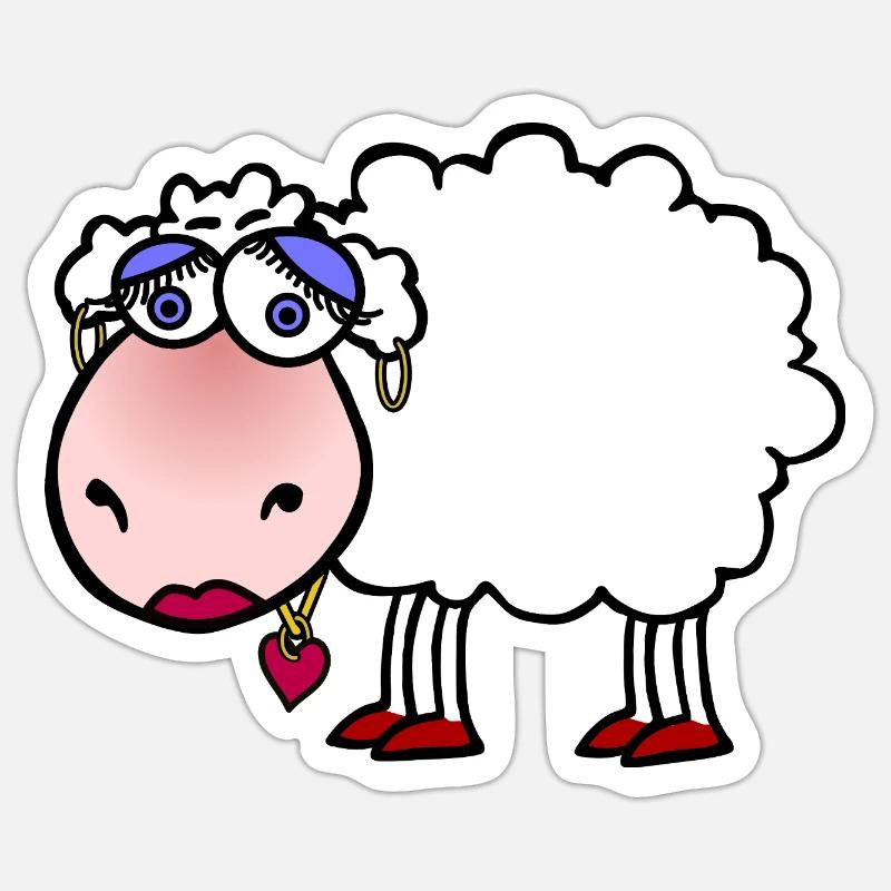 Pecore coccolone con ciondolo a cuore - Sticker formato S (10 x 10 cm) - bianco opaco