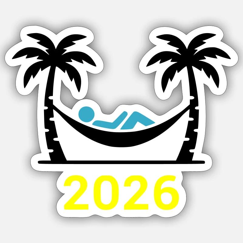 Palmiers Hammock 2026 - Sticker taille S (10 x 10 cm) - blanc mat