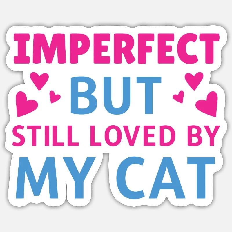 Imparfait aimé par le chat - Sticker taille S (10 x 10 cm) - blanc mat