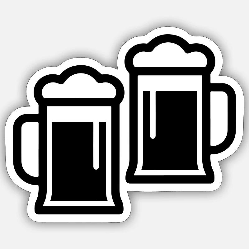 Chope à bière - Sticker taille S (10 x 10 cm) - blanc mat