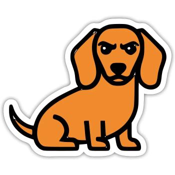 Dackel Hund Braun Comic - Sticker Größe S (10 x 10 cm) - Mattweiß - Vorne
