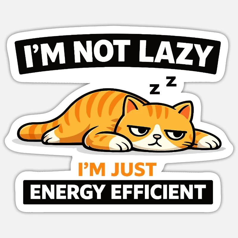 Energy Efficient Cat Nap - Sticker size S (10 x 10 cm) - white matte
