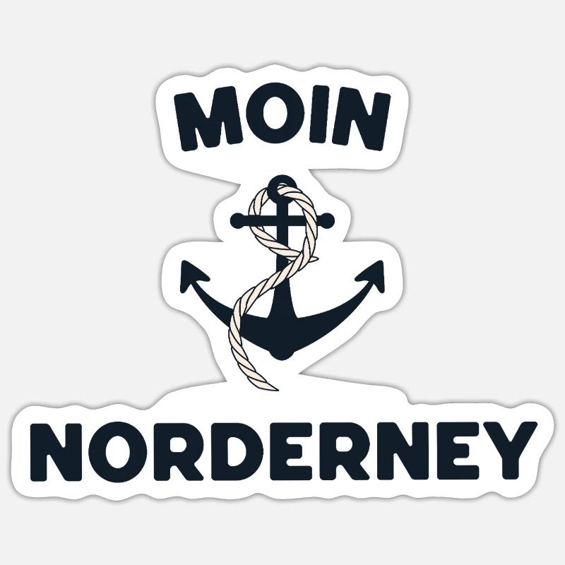Moin Norderney – Maritimes Anker-Design - Sticker Größe S (10 x 10 cm) - Mattweiß