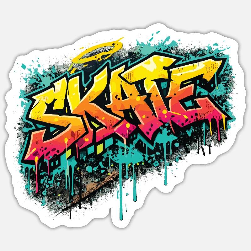 Skate Graffiti Explosion - Sticker Größe S (10 x 10 cm) - Mattweiß