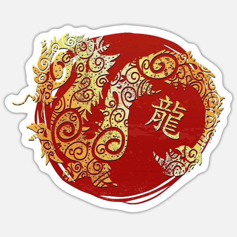 Drache Chinesisches Tierkreiszeichen Horoskop - Sticker Größe S (10 x 10 cm) - Mattweiß