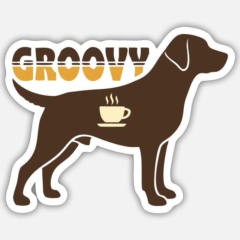 Groovy Hund Retriever Retro - Sticker Größe S (10 x 10 cm) - Mattweiß