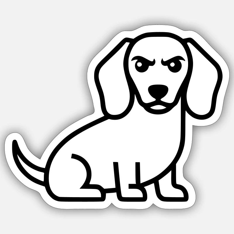 Böser Dackel Teckel Outline - Sticker Größe S (10 x 10 cm) - Mattweiß
