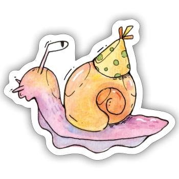 Cute Birthday Snail Watercolor - Sticker size S (10 x 10 cm) - white matte - Front
