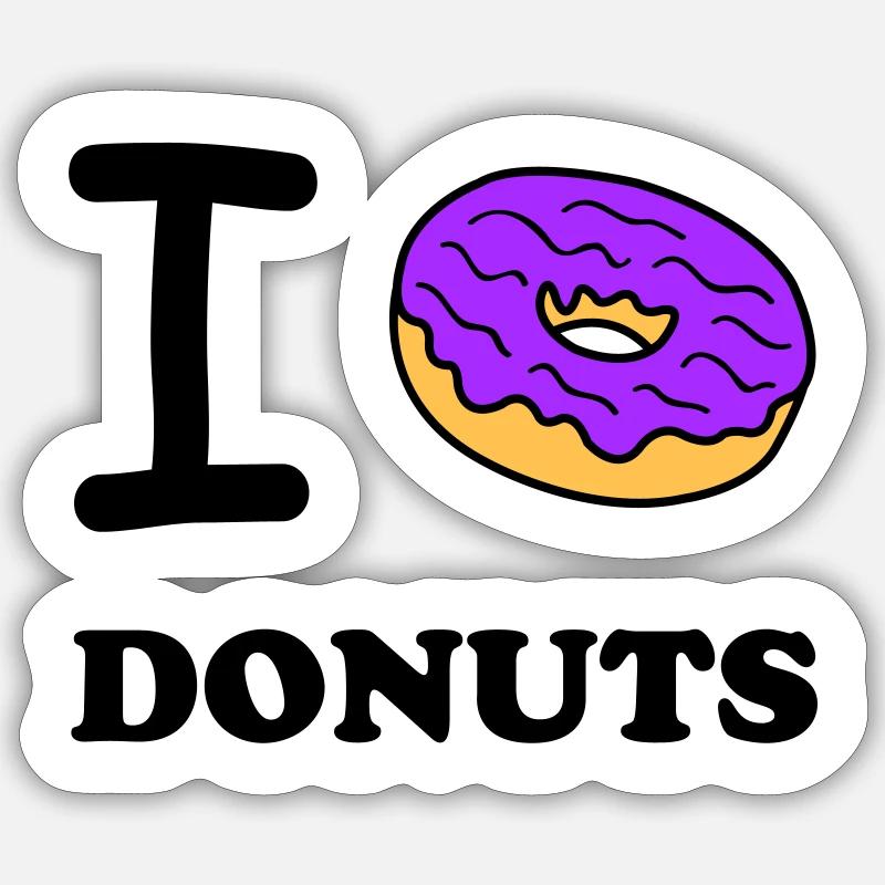 I Love Donuts - Sticker Größe S (10 x 10 cm) - Mattweiß