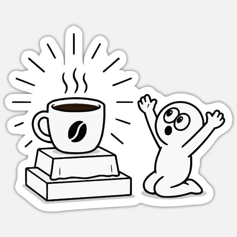 Coffee Mug Joy Comic Design - Sticker size S (10 x 10 cm) - white matte
