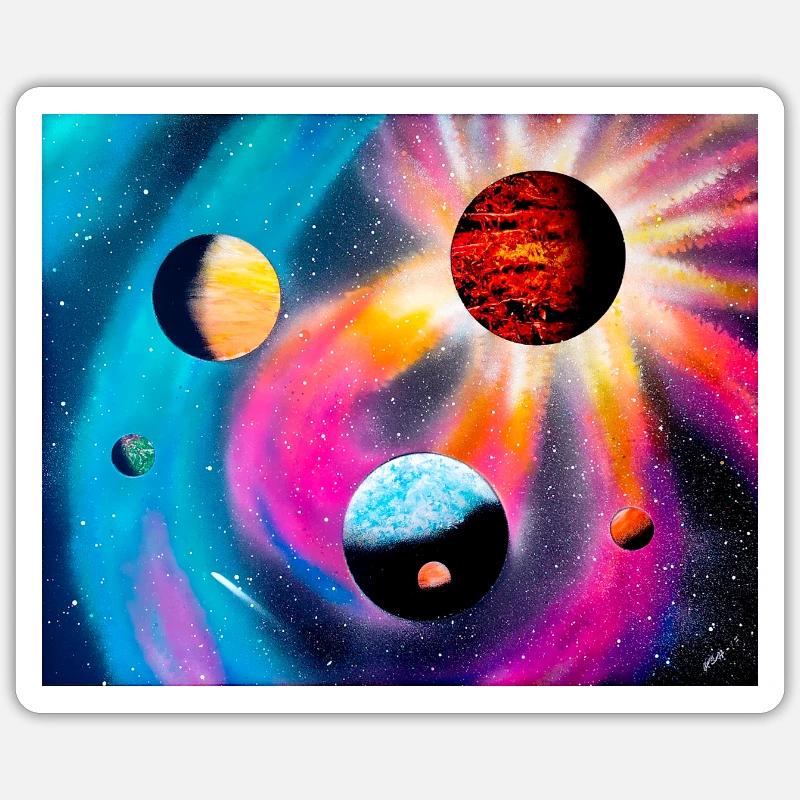 Farbenfrohe Galaxie - Sticker Größe S (10 x 10 cm) - Mattweiß