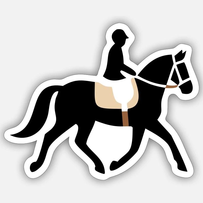 Reiter Pferd Silhouette Logo - Sticker Größe S (10 x 10 cm) - Mattweiß