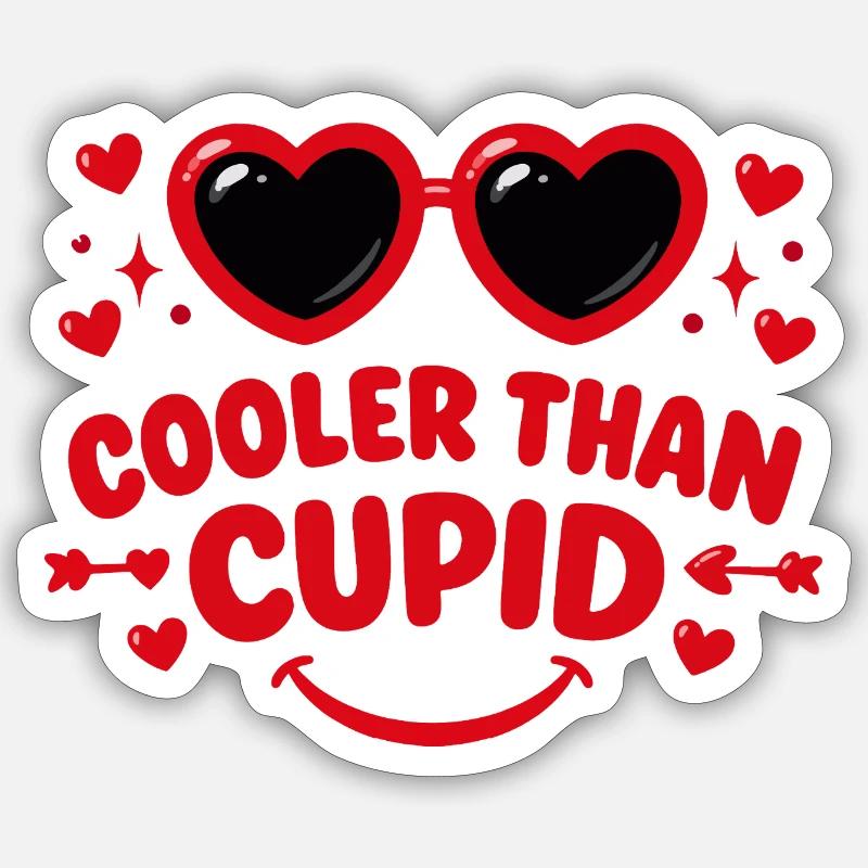 Cooler als Amor Retro-Herzen - Sticker Größe S (10 x 10 cm) - Mattweiß