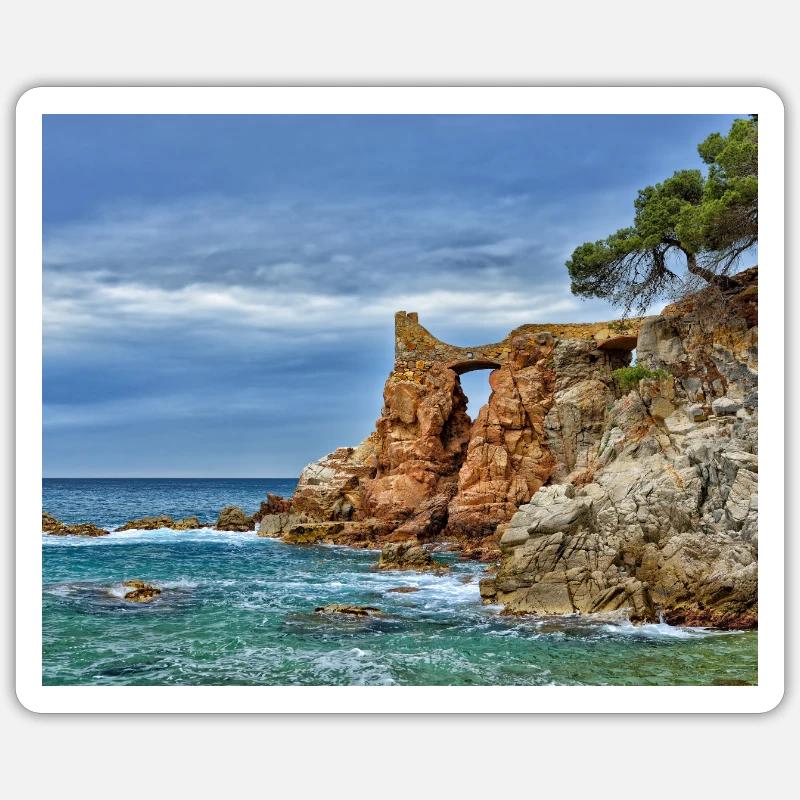 Sea Arch an der Klippenseite - Sticker Größe S (10 x 10 cm) - Mattweiß