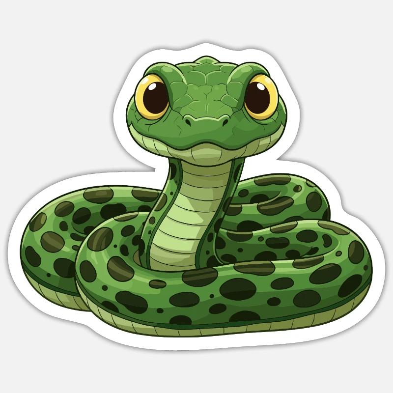 Serpent de dessin animé mignon - Sticker taille S (10 x 10 cm) - blanc mat
