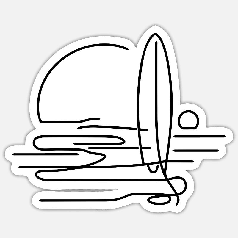 Croquis de surf - Sticker taille S (10 x 10 cm) - blanc mat