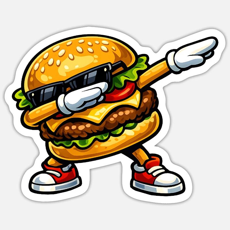 Dab Hamburger - Sticker taille S (10 x 10 cm) - blanc mat