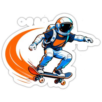 Astronaut Skateboard in Space - Sticker size S (10 x 10 cm) - white matte - Front